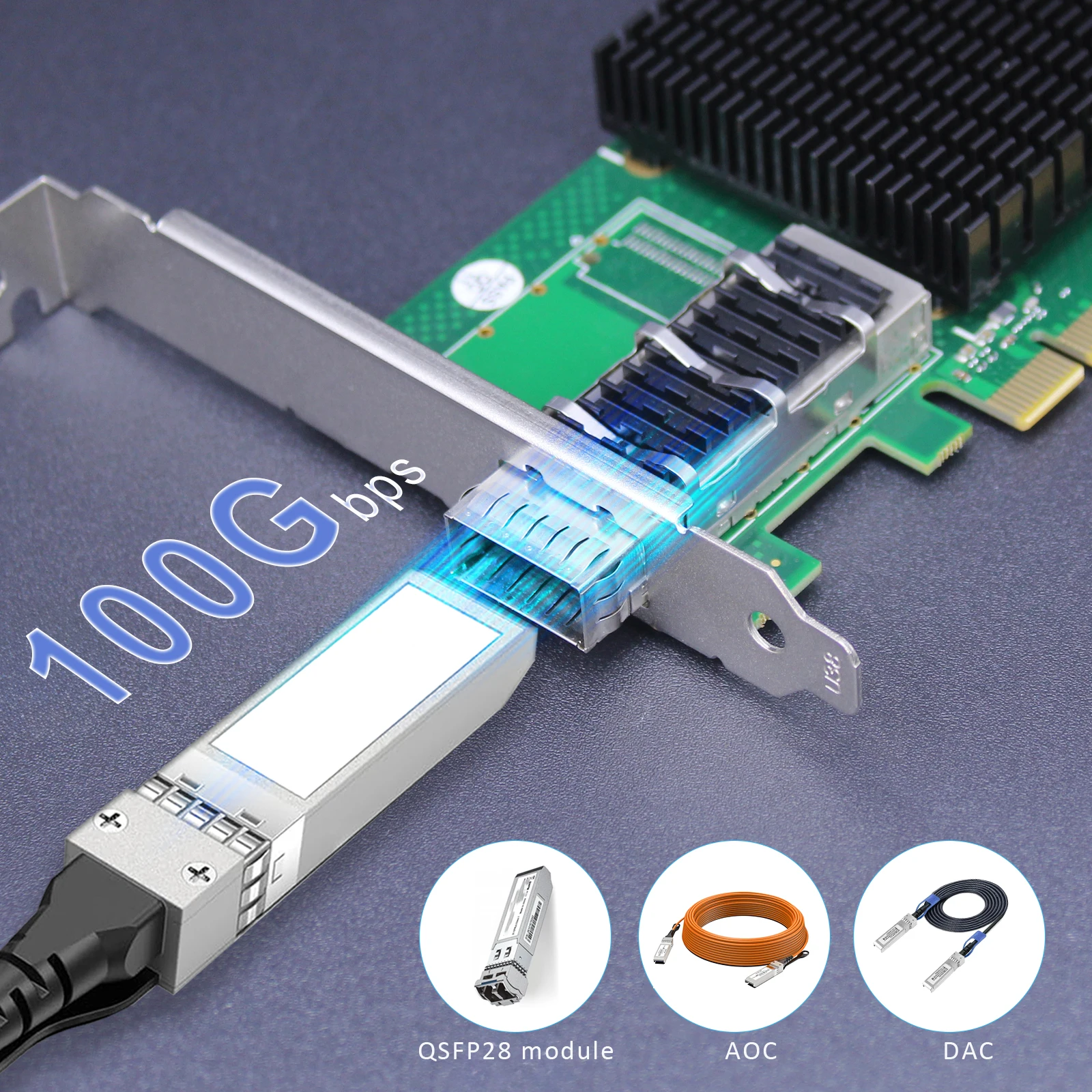 인텔 E810-CAM1 컨트롤러가 탑재된 4포트 25G SFP28 이더넷 네트워크 카드, PCIE 4.0 X16 인터페이스