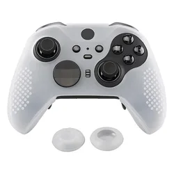 Soft Anti - Slip Silicone Protective Controller Cover with Thumb Grip Caps (Transparent)