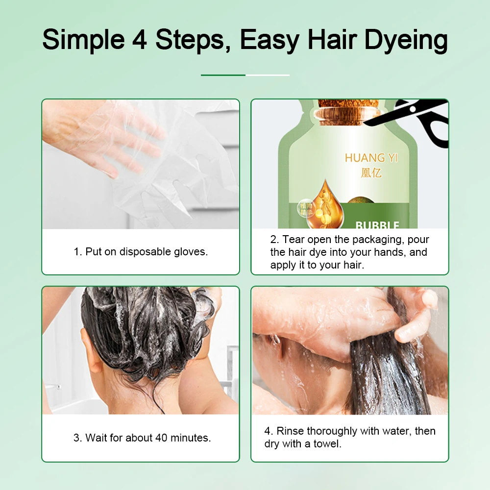 Description Picture 2 of itemHair Dye Shampoo Natural Plant Bubble Hair Dye Long-lasting Hair Color Convenient Effective Hair Coloring Shampoo In 10 Minu