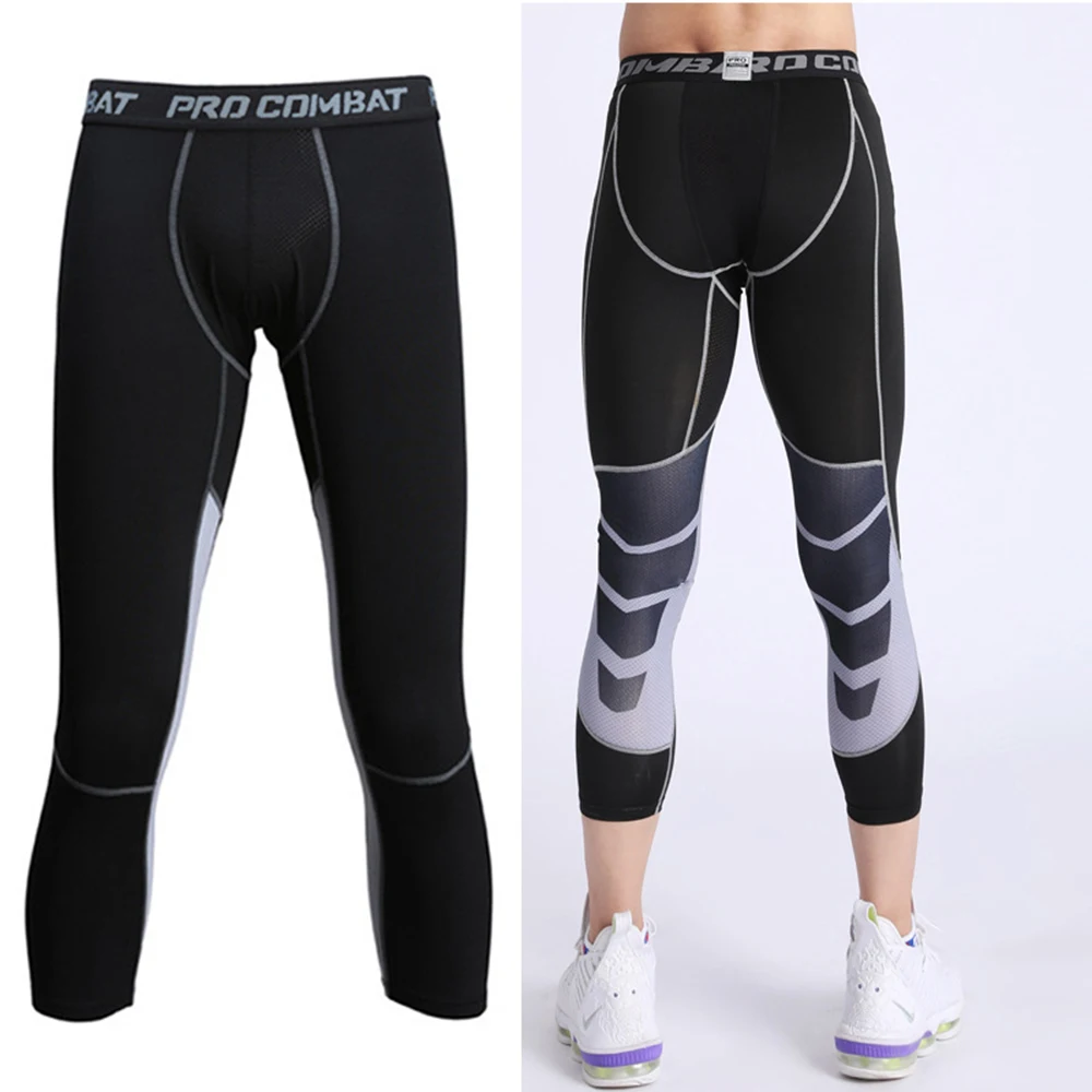 Fashion Cropped Trousers for Men Sport Compression Gym