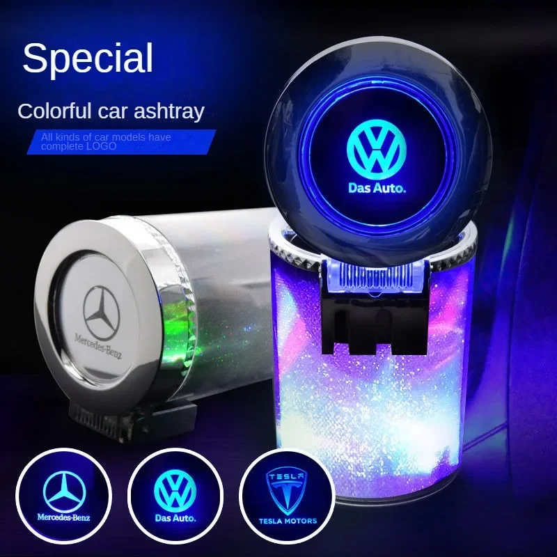 Car Ashtray LED Multicolor Large Capacity Air Vent Colorful Car Interior Accessory