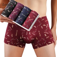 

4PCS/Lot Cotton Boxer Underwear Men Homme Brand Mens Underpants Male Panties Breathbale Shorts U Convex Pouch Men Printing BOXER