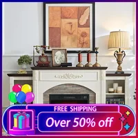 72"Electric Fireplace with Mantel,White TV Stand for TVs Up to 80 Inch with Storage,23'' Fireplace Insert Heater for Living Room 1