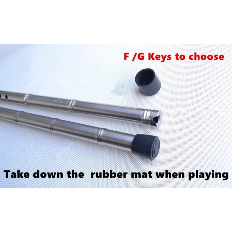 Chinese Metal Titanium Flute Xiao Walking Stick G/F Key Vertical Flute Flauta Profissional Music Instrument Self-defense Weapon