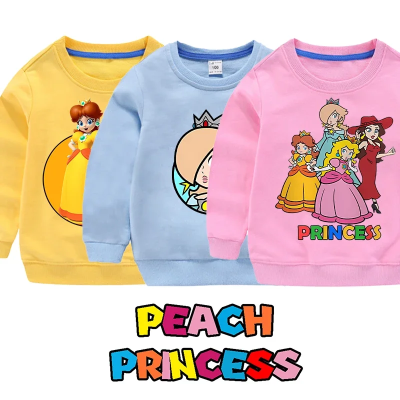 Sudaderas rosas de Super Mario, sudadera de princesa Peach, Tops