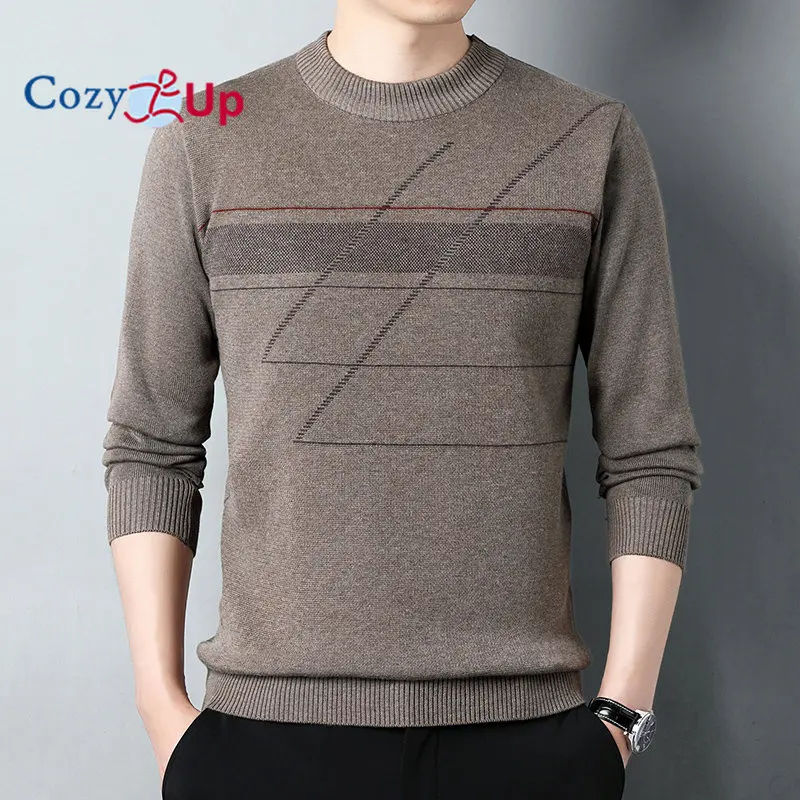 

Men Crewneck Sweater Soft Casual Stripe Sweaters for Men Classic Pullover Sweaters with Ribbing Edge