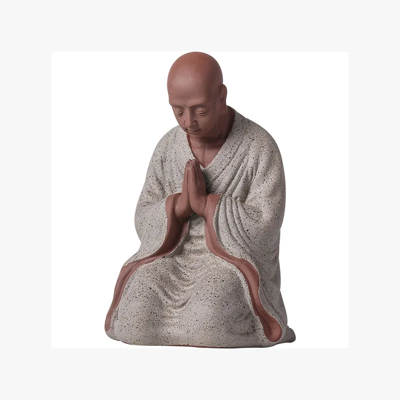 Chinese Style Purple Sand Small Monk Ornaments, Zen Ceramic Figures, Living Room Tabletop Decorations, Fish Tank Landscaping