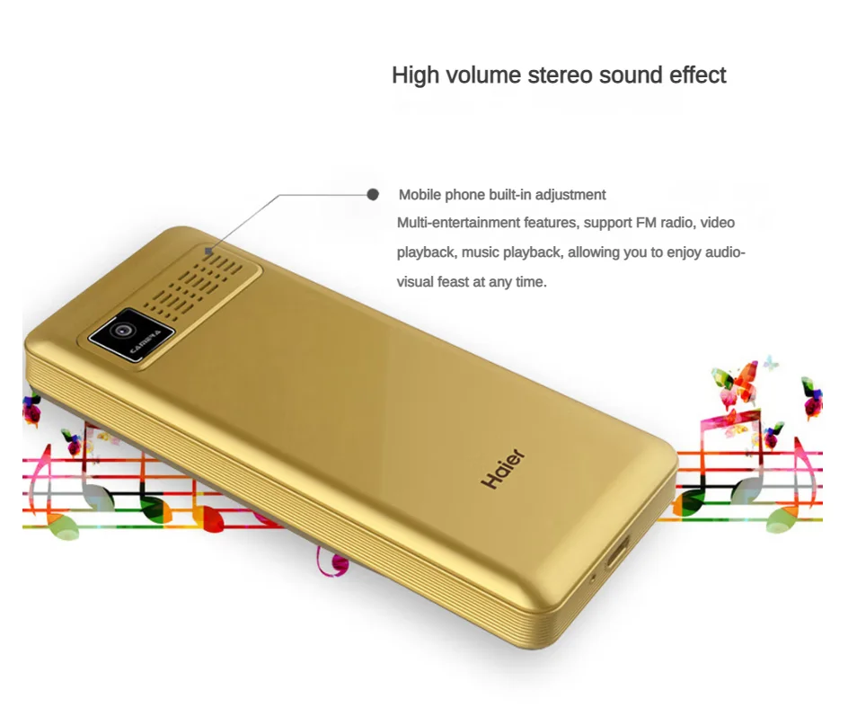Haier M319 Push Button Mobile Phone Metal Frame 2.4" Dual Sim Bluetooth Flashlight MP3 Radio Camera BigHorn Cheap Cellphone 5