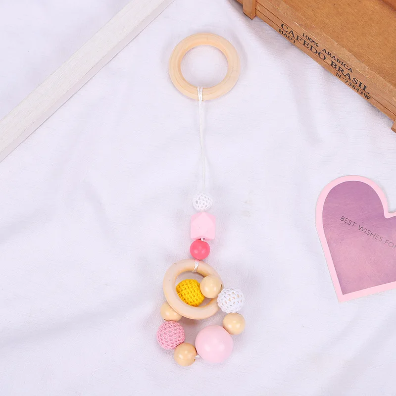Nordic Style Baby Gym Play Frame Wooden Infant Nursery Sensory Ring-Pull Toy Teething Nursing Rattle Toys Gifts Infant Room Deco