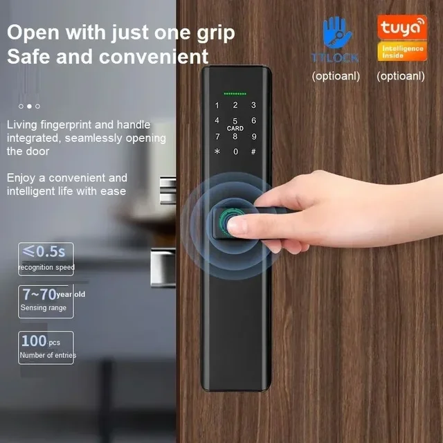 Tuya WIFI Smart Door Lock Fingerprint Lock TTlock BLE Fingerprint Password IC Card NFC Key Remote Unlock Electronic Locks 2