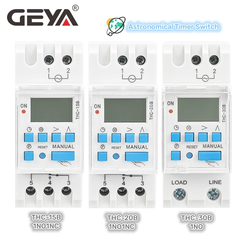 

GEYA Astronomical Timer Switch LCD Display 16A 20A 30A Timing Control Latitude Switch 110V 220V Astronomic Switch