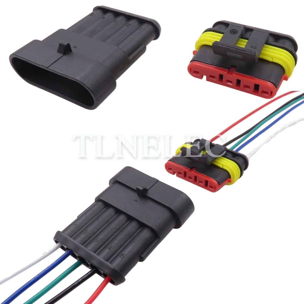 

5 Pin Way Automotive Male Female Wiring Harness Connector with Wires Car Sealed Sockets 282089-1 282107-1