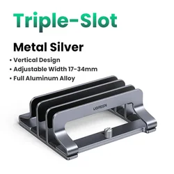 UGREEN Aluminum Vertical Laptop and Device Stand (Metal Triple Slots)