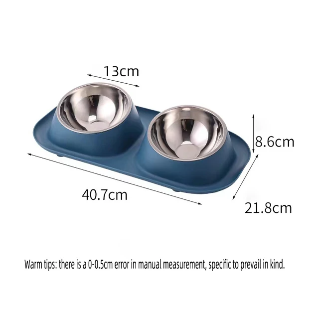 1pc Stainless Steel Double Cat Dog Bowl Cat Food Container Non-slip Base Pet Water Feeder Tilt Safeguard Neck Puppy Cats Bowls 5