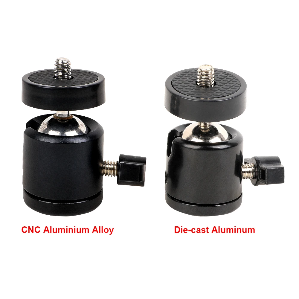 Super Quality 1/4 inch Cameras Tripod Ball Head Mount 3/8 screw Adapter Pure CNC Aluminium Alloy Bracket Holder Cradle