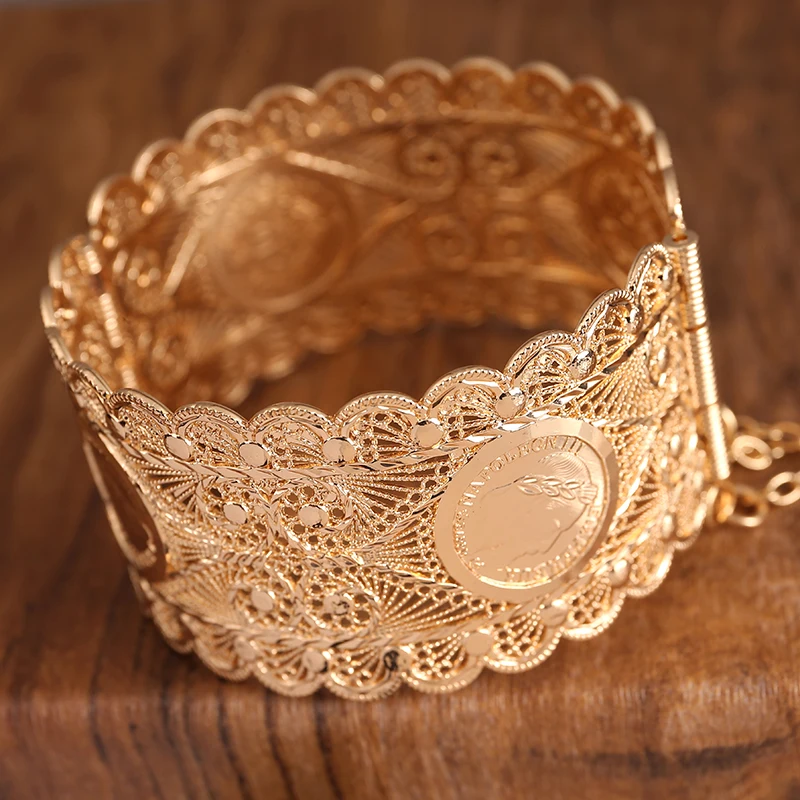 Роскошные Алжирские Свадебные браслет на руку с полым цветочным дизайном