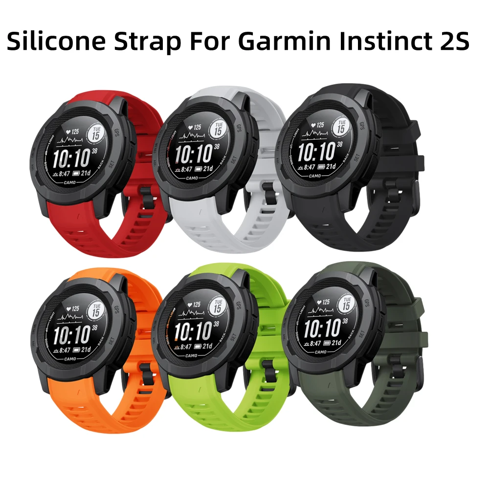 Ремешок силиконовый для Garmin Instinct 2S, мягкий сменный резиновый браслет для наручных часов, 20 мм ремешок силиконовый для наручных часов быстросъемный водонепроницаемый мягкий резиновый браслет для смарт часов 12 14 16 18 20 мм 22 мм 24 мм