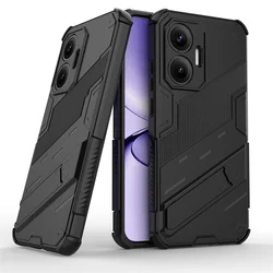 Magnetic Armor Shockproof Stand Phone Case with Car Mount Feature - Enhanced Protection Back Cover for Redmi Turbo 4 Pro (PK-Black)