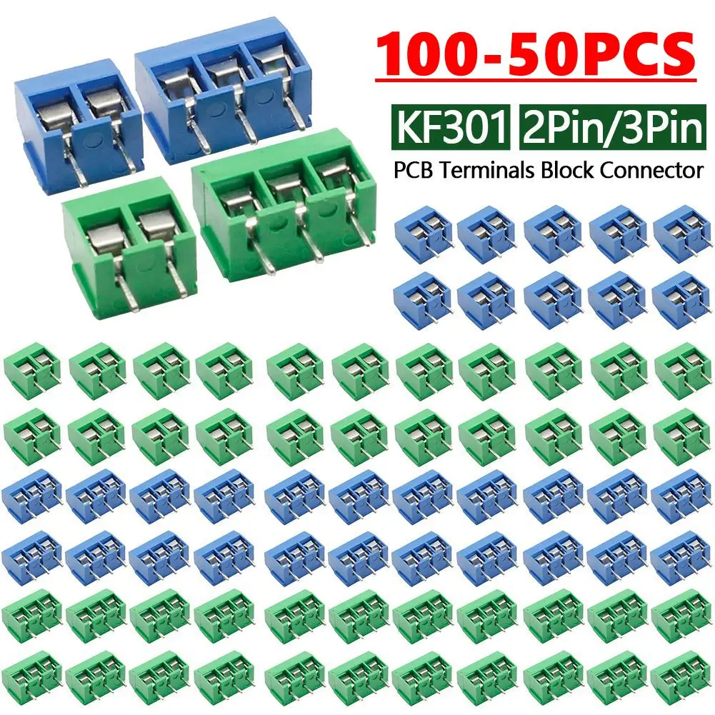 100-50PC KF301 PCB Terminal Block Connector for Arduino Straight Pin ...