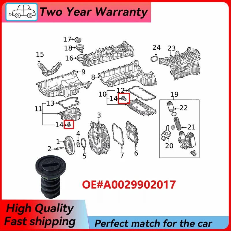 A002990 002990 Rubber Ring Engine Oil Pan Drain Screw Plug Plastic 1/10/100pcs For Mercedes-Benz C63 AMG S550 S550E