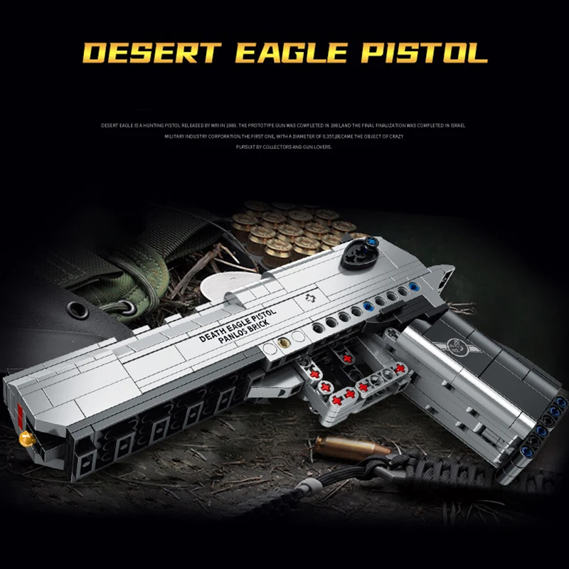 Высокотехнологичная модель военного пистолета 360 шт. строительные блоки Desert Eagle