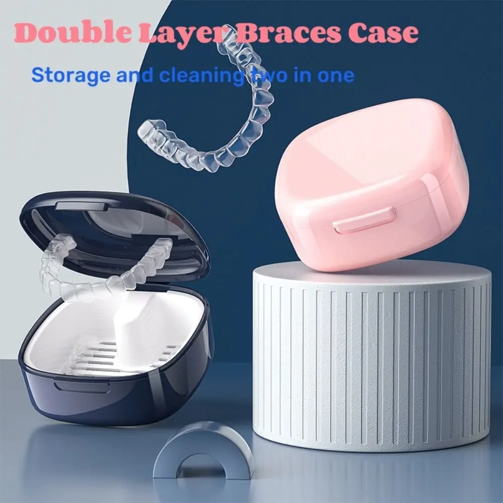 Portable Denture Storage Box Orthodontic Retainer Dustproof Braces Cleaning Boxes Sealed Cleaning Denture Soak Box Oral Hygiene 5