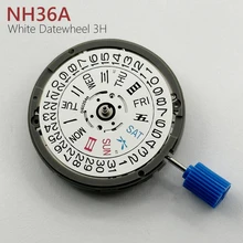 Japan Genuine NH36A Automatic Movement White Day-Date 3:00 Crown at 3.0/3.8 O'Clock 24 Jewels NH36 4R36A Modified Watch Parts