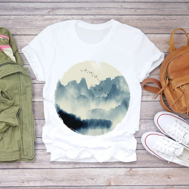 

New Women's Top Sunflower Print Round Neck Short Sleeve T-shirt Harajuku Women Clothing Tops Oversized T Shirt