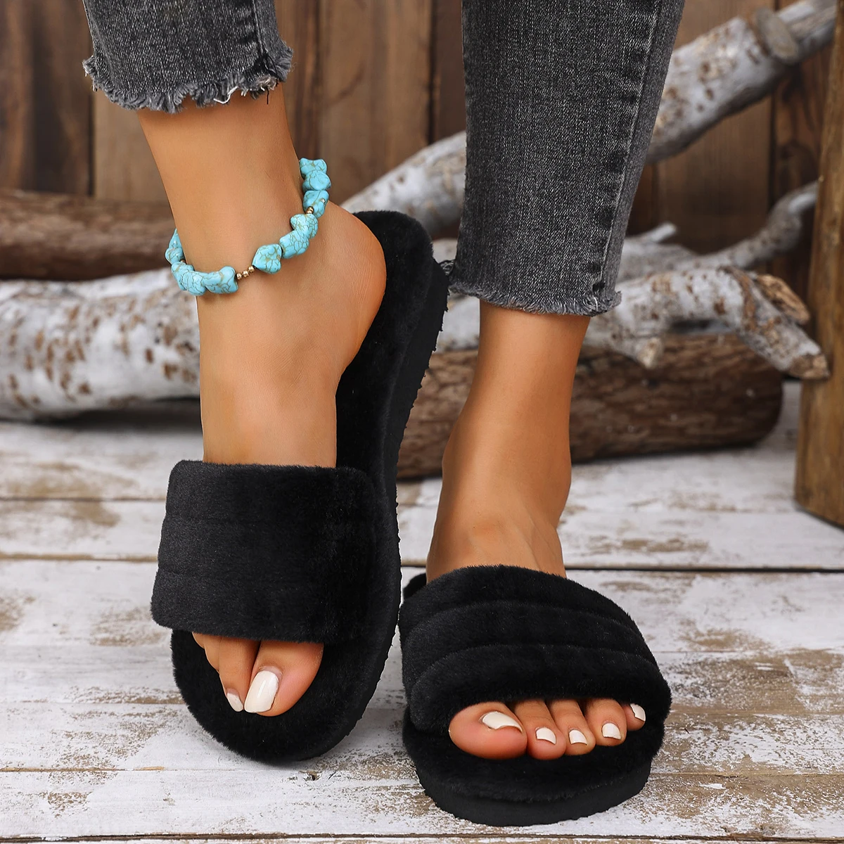 Women's Fashionable Non-Slip Wear-Resistant Linen Woven Flat Flip Flops — view 4