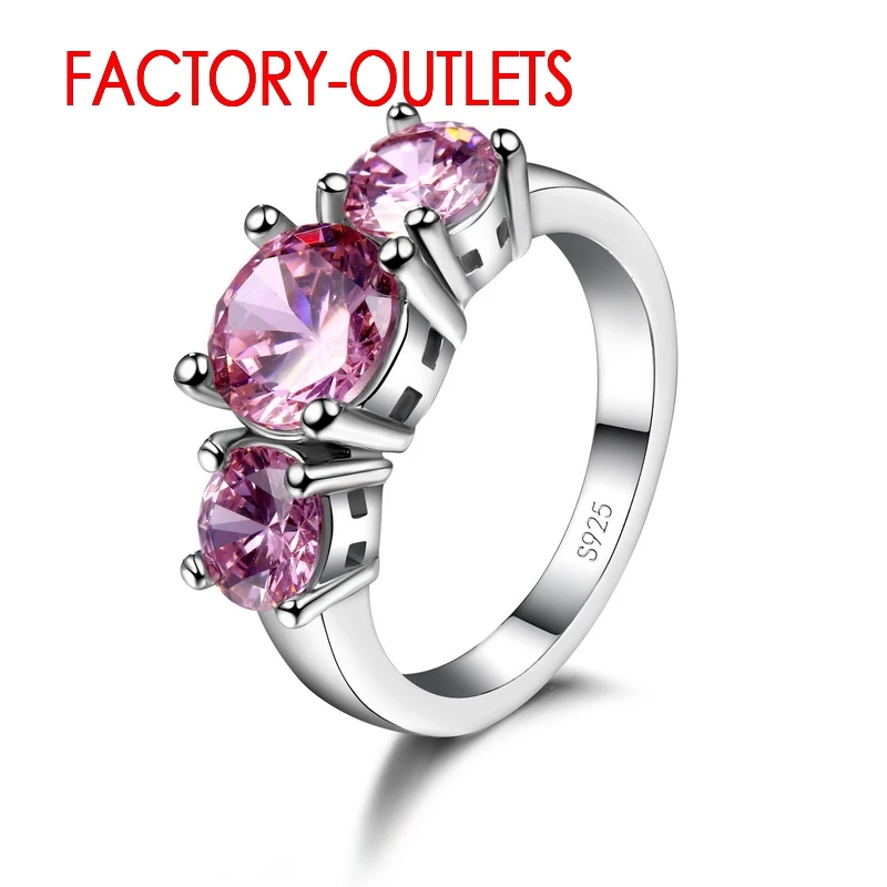 Silver Ring 925 Sterling CZ Cubic Zirconia Prong Setting 7 Colours Fashion Jewelry Women Girls Party Engagement