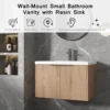 Wall Mounted Bathroom Vanity with Sink Combo Modern 30-Inch Single Bathroom Vanity Set with Top Basin &Storage Cabinet Wood 3