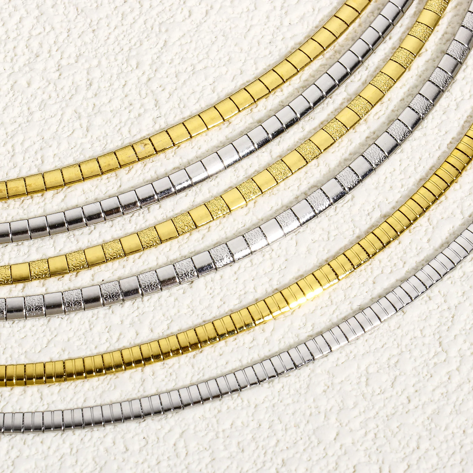 1 Piece 304 Stainless Steel Chain Collar Neck Ring Necklace For Women Men Golden/Silvery Punk Jewelry 45cm(17 6/8") Long 4