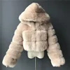 Autumn Furry Cropped Faux Fur Coats Jackets Women Fluffy Top Coat Hooded Straight Short Winter Fur Jacket Fashion Streetwear New 5