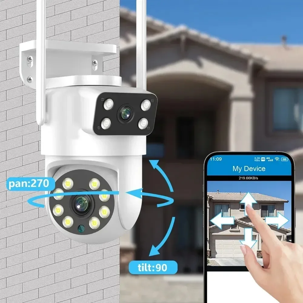 4K 8MP Tuya Dual Lens WIFI Camera PTZ Outdoor Dual Screen Ai Human Auto Tracking Security Camera Surveillance with 5