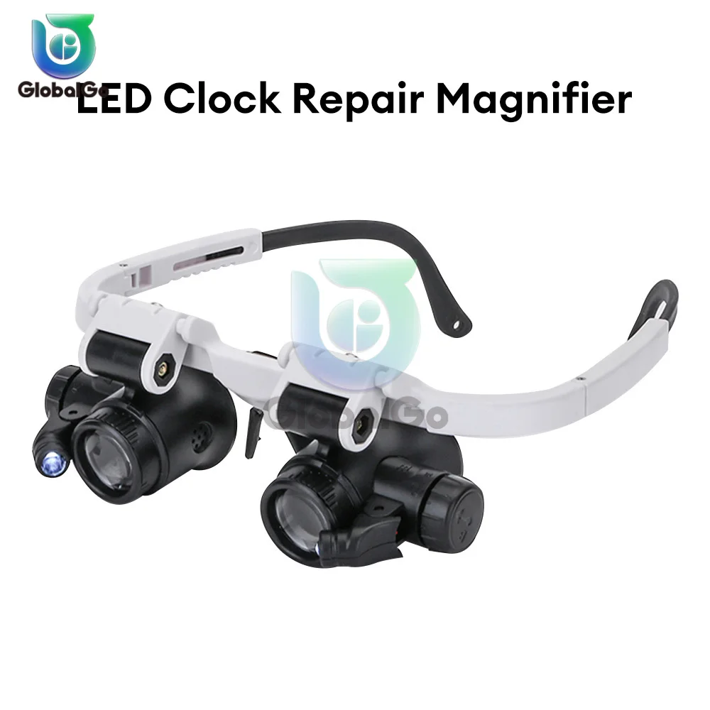 LED Lights Glasses Magnifier 8x 15x 23x Head Mount Magnifying Glass Dual-Lens Eye Loupe Magnifier for Electronics Watch Repair