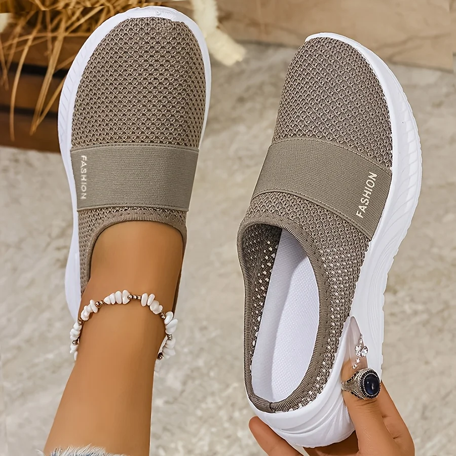 Damen Casual Slip-On Sneakers Atmungsaktives Gewebe Leichte PVC-Sohle Maschinenwaschbar Reinigbar Ganzjahres-Komfortschuhe – Detail 4