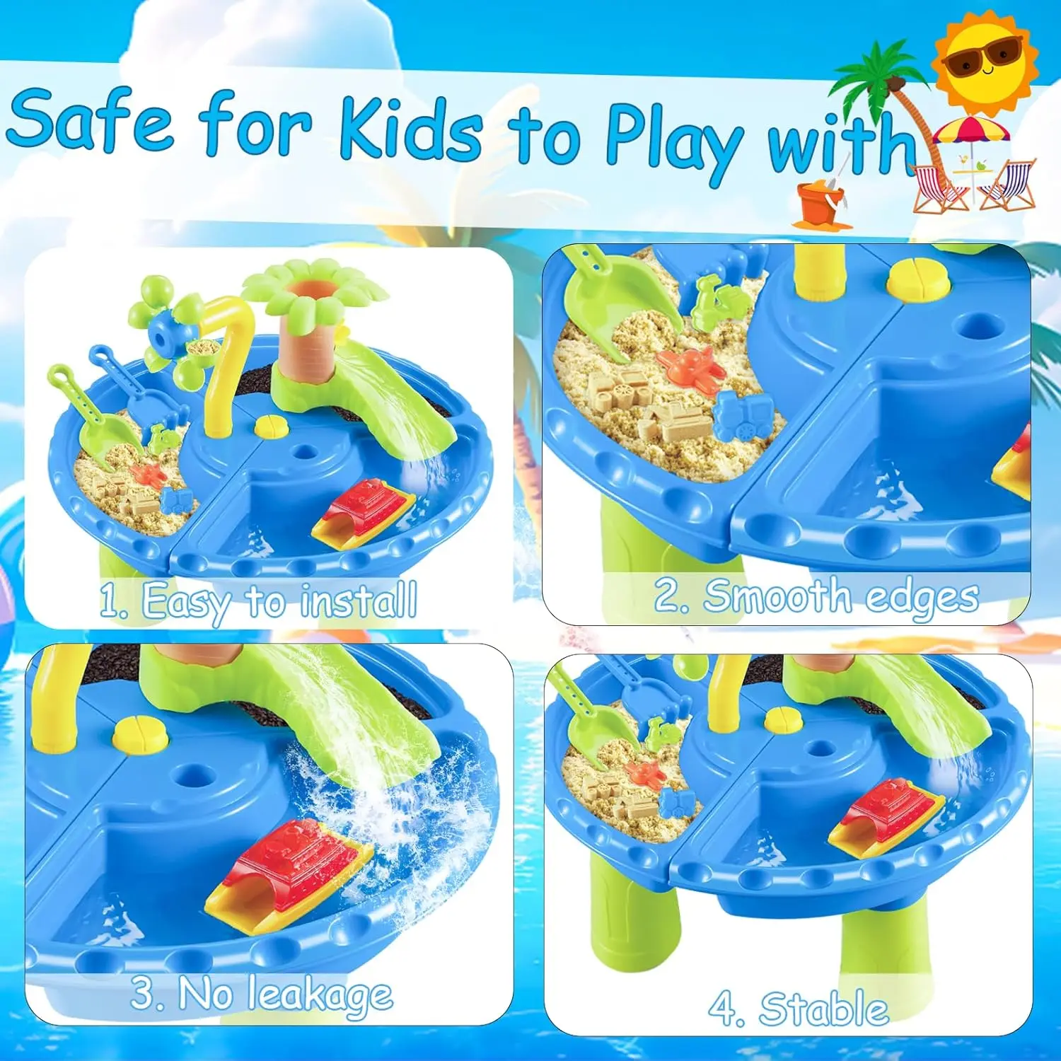 Water Table Sandbox for Kids Outdoor Sensory Play with Sand Toys and Splash Pool, Perfect for Toddlers Summer Activity 3