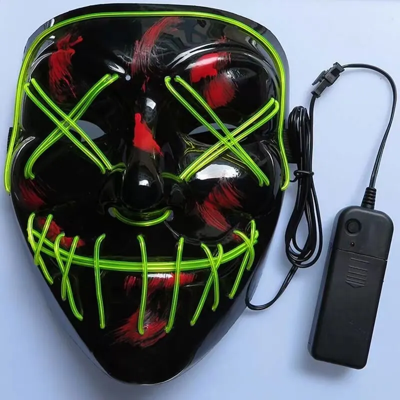 1 Pcs Neon Light Led Bright Toy Mask Black V-shaped Luminous Mask Glowing Shining Toy