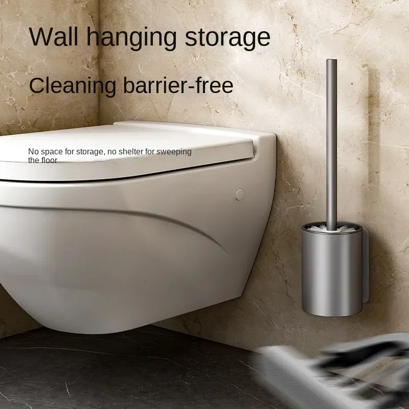 Space Aluminum Toilet Brush No Dead Angle Washing Wall Hanging Perforation-free Cleaning Equipment