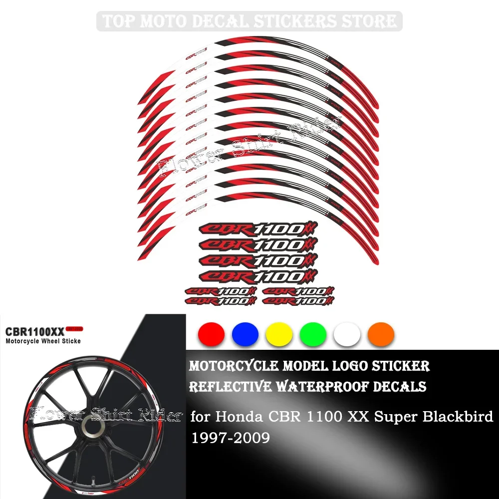 Motorcycle Wheel Sticker Waterproof Hub Decal Rim Stripe Tape 17 Inches for Honda CBR 1100 XX 1100XX Super Blackbird 1997-2009 blackbird