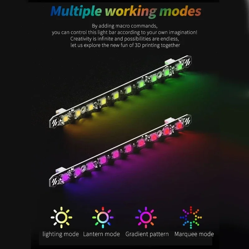 

WS2812B-RGB LED Bar for Voron 0.1/0.2/2.4 5V RGB LED Bar Multi-Modes Color LED Bar Strips with XH2.54 3P-Ends