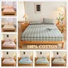 Bonenjoy 1pc Pure Cotton Fitted Sheets Plaid Style Bed Sheet spannbettlaken 90x200 Size Bed Linen for Home(Pillowcase need order 1