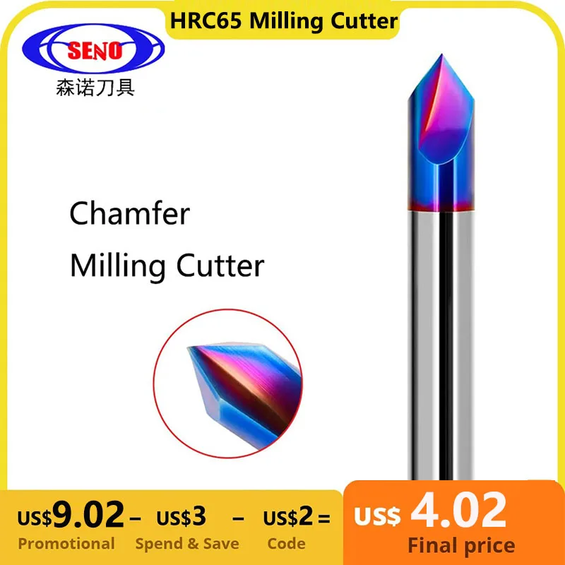 

HRC65 Chamfer Milling Cutter 3-12mm 90 Degree Carbide End Mill CNC Machine Router Bit Nano Blue Coated 2 3 Flutes Milling Tools