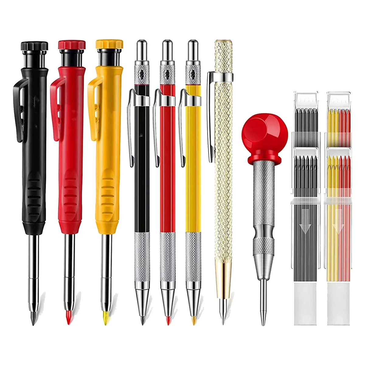 

Mechanical Carpenter Pencils Set with Marker Refills, Carpenter Carbide Scriber Tool Woodworking Pencils Marker Tools