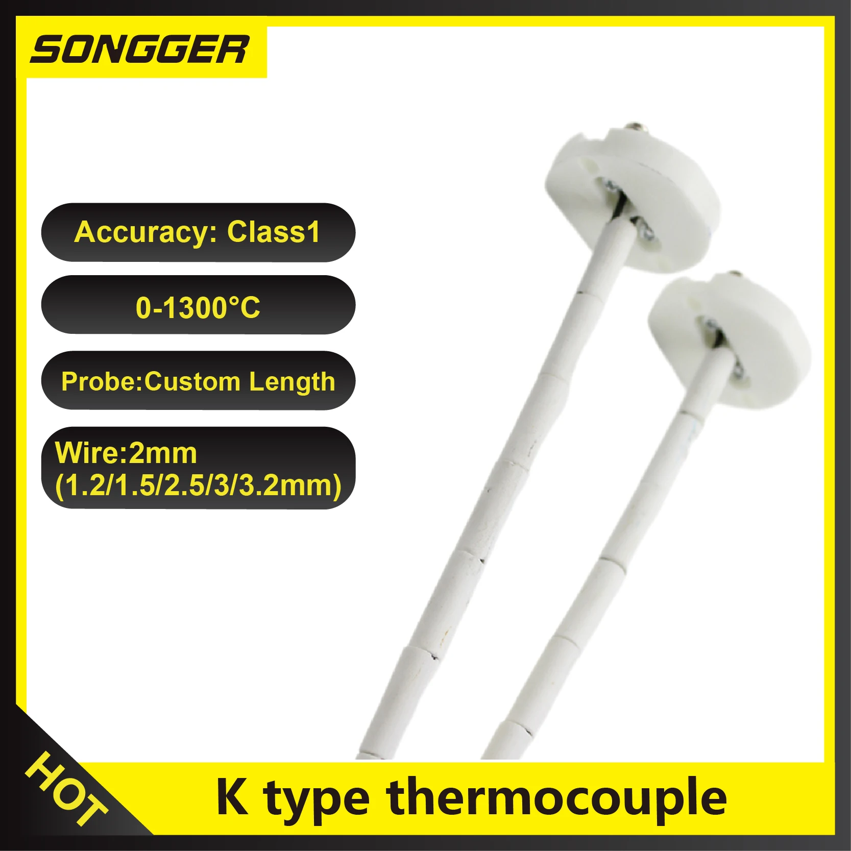 William-Lee K Type Thermokoppel Sensor op hoge temperatuur voor Keramische ovenoven 300°F 1300