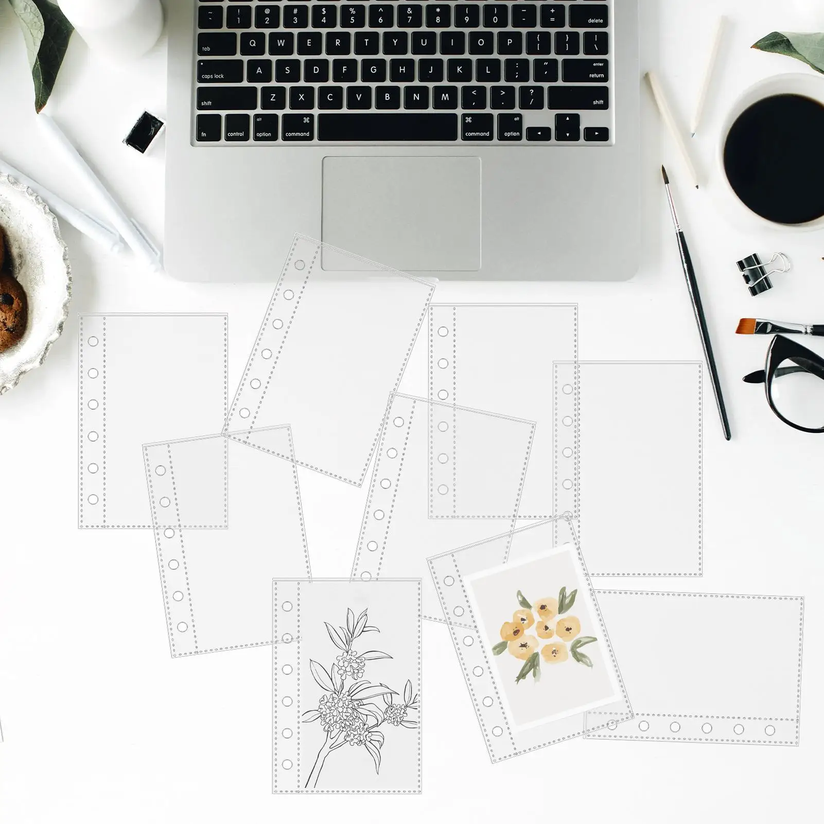 10Pcs A7 6-Ring Clear Binder Refills Clear Document Covers Sheet Protectors Punched Pocket Folder Sheet Protector for File Paper