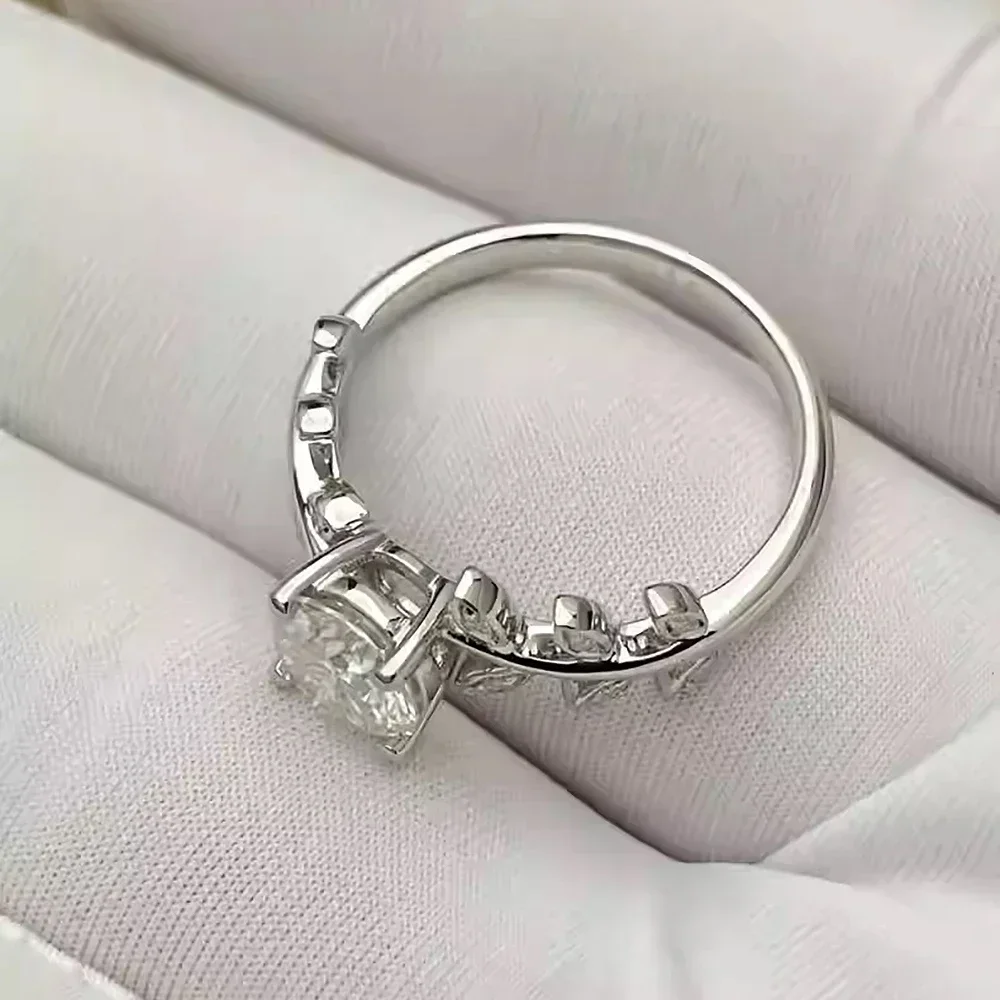 Leaf Moissanite Diamond Engagement Rings 1CT Certified for Women 925 Sterling Silver Plated White Gold Wedding Band Promise Ring