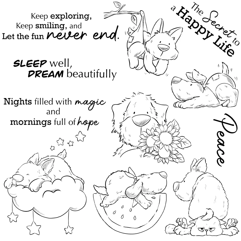 Mangocraft Cute Dogs Sleep And Dream Clear Stamp DIY Scrapbooking Supplies Silicone Stamp For Card Making Albums Crafts Decor clear stamps clear rubber stamps
