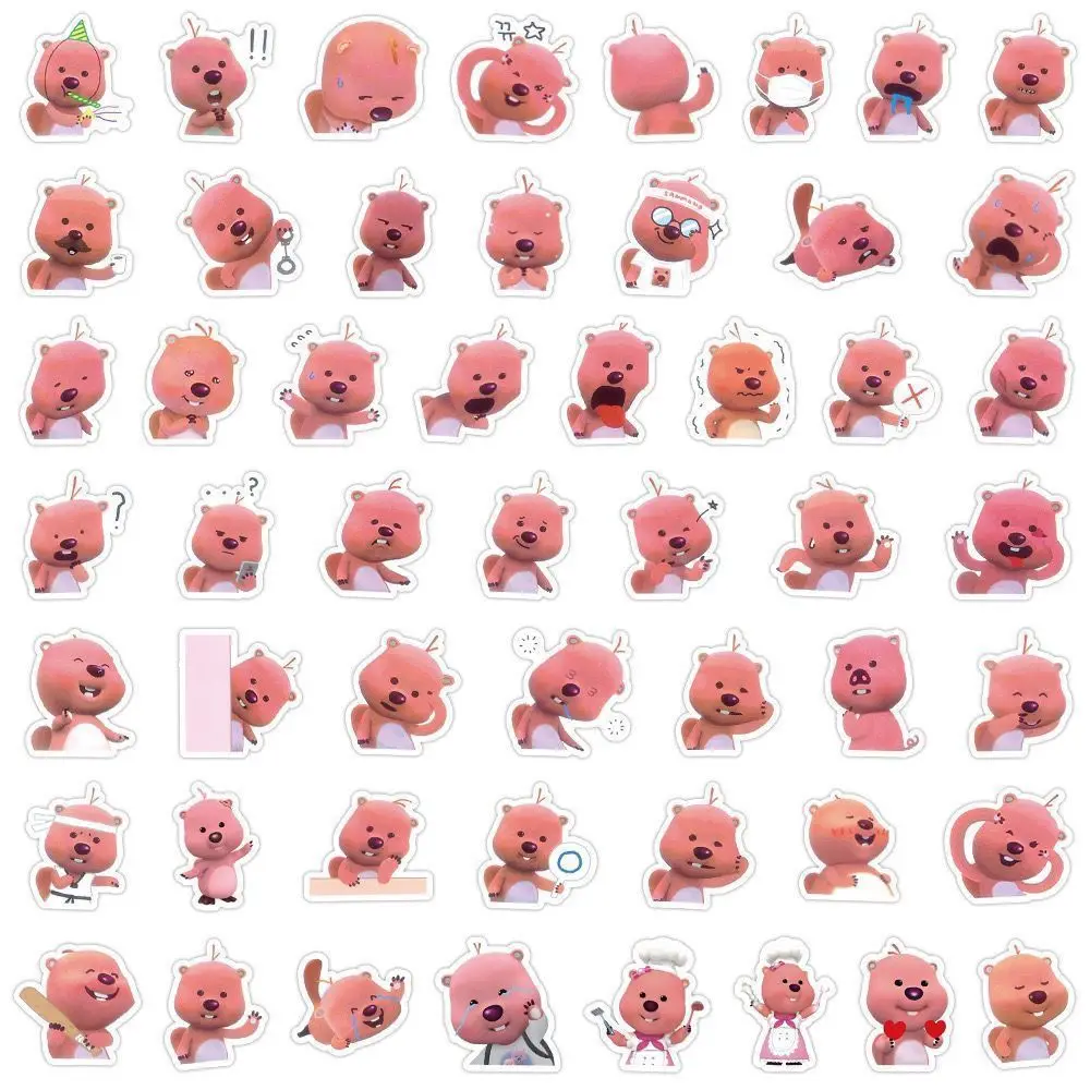 100PCS Korean Loopy Little Beaver Cute Cartoon Stickers Pack Handheld Account Stickers Notebook DIY Decorative Stickers Toys 3