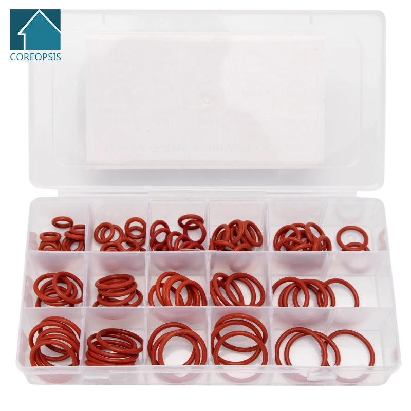 94PCS PCP Paintball VMQ Red Silicone Sealing O-rings High Pressure Seal Gasket Replacements Kit 15 Big Sizes OD 15-35mm CS3.1mm